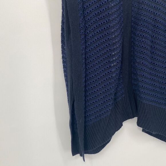 Lane Bryant Chunky Knit Sleeveless Cardigan Jacket Open Front Crochet Navy Black - Picture 8 of 15